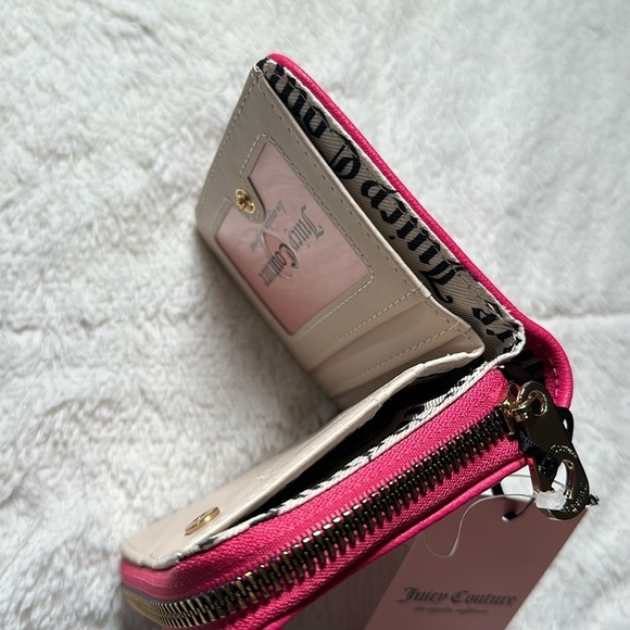 Juicy Couture Hot Pink Flash Love Mode Faux Leather Small Zip Around Wallet NEW - Picture 5 of 11